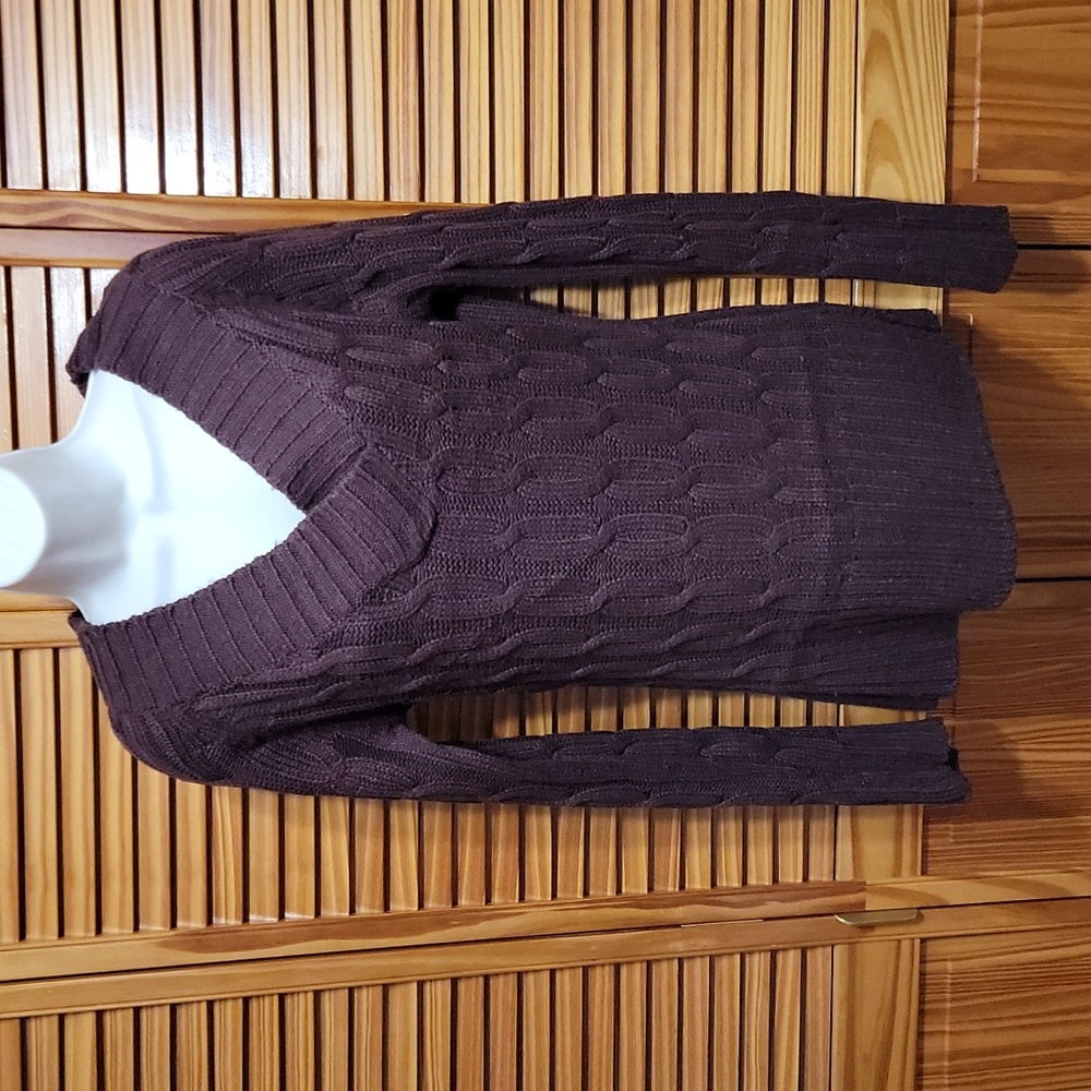 Love Lola Brown Burgundy V neck sweater top sz Large
